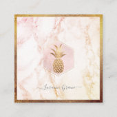 FAUX GOLD PINEAPPLE+BLUSH PINK MARBLE VIERKANTE VISITEKAARTJE (Voorkant)