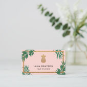 Faux Gold Pineapple en groene reuzenroze Visitekaartje (Staand voorkant)