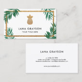 Faux Gold Pineapple & Green Palm Fronds Visitekaartje (Voorkant / Achterkant)