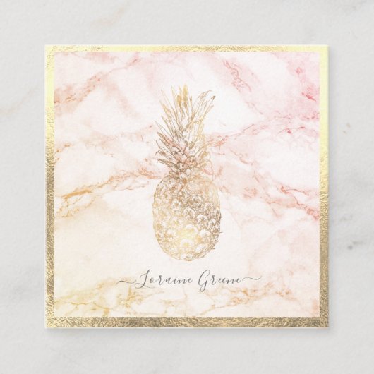 FAUX GOLD PINEAPPLE+MARBLE VIERKANTE VISITEKAARTJE (Voorkant)