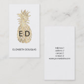 Faux Gold Pineapple Monogram Visitekaartje (Voorkant / Achterkant)