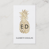 Faux Gold Pineapple Monogram Visitekaartje (Voorkant)