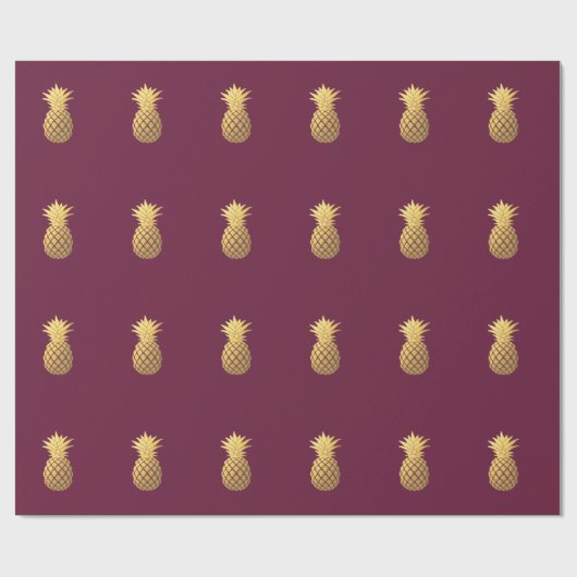 Faux Gold Pineapple op Bourgogne Cadeaupapier (Vlak)