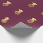 Faux Gold Pineapple op Bourgogne Cadeaupapier (Hoek)