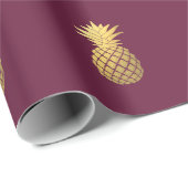 Faux Gold Pineapple op Bourgogne Cadeaupapier (Rol Hoek)