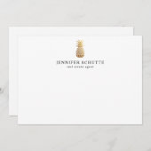 Faux Gold Pineapple Personalized Real Estate Agent Notitiekaartje (Voorkant / Achterkant)