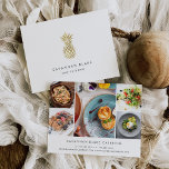 Faux Gold Pineapple Promotion Photo Collage Briefkaart<br><div class="desc">Deze briefkaarten zijn perfect voor fotografen, cateraars, chef-koks, make-upartiesten en schoonheidsprofessionals. Ze zijn voorzien van een nepananas voor gouden folie op een scherpe witte achtergrond, met twee regels aangepaste tekst in zwart-wit voor jouw naam en/of bedrijfsnaam of specialiteit. Voeg uw contactdetails aan de achterkant samen met vijf foto's toe om...</div>