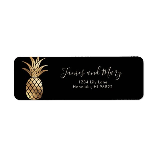Faux Gold Pineapple Return-adres Etiket (Voorkant)