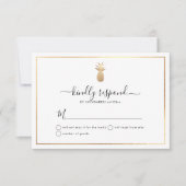 Faux Gold Pineapple RSVP-kaarten Aankondiging (Voorkant)