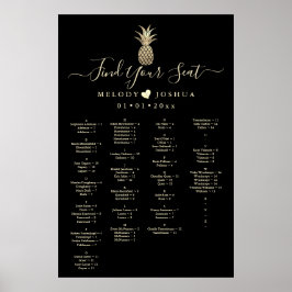 FAUX GOLD PINEAPPLE SEINGESCHART, ALFABETISCH POSTER