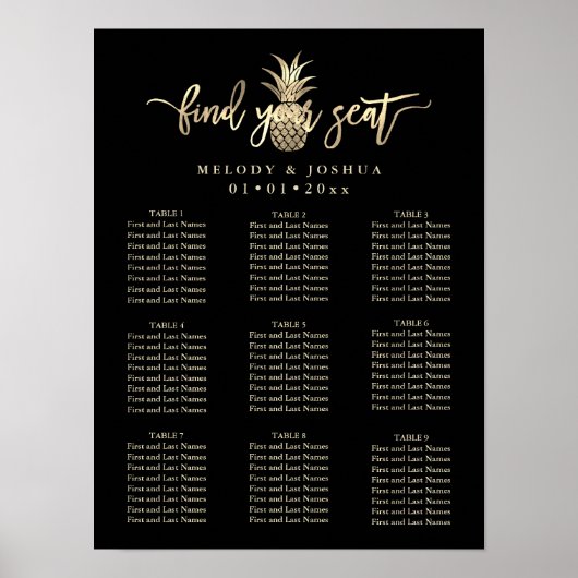 FAUX GOLD PINEAPPLE SEINKART POSTER (Voorkant)