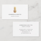 Faux Gold Pineapple Tropical Real Estate Agent Visitekaartje (Voorkant / Achterkant)