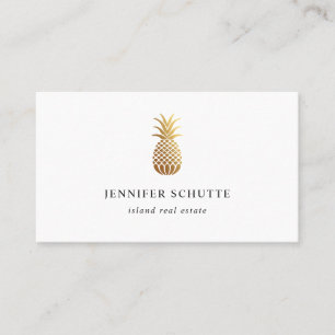 Faux Gold Pineapple Tropical Real Estate Agent Visitekaartje