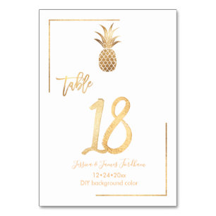 Faux Gold Pineapple Wedding Table Number 1-100 Kaart