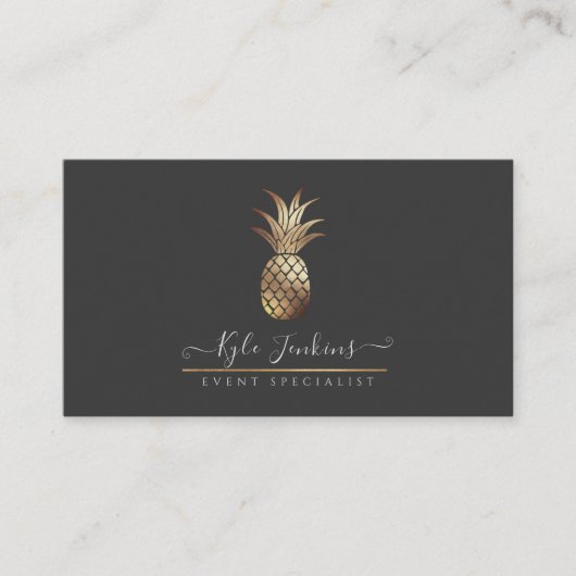 FAUX GOLD PINEAPPLES DIY ACHTERGROND VISITEKAARTJE (Voorkant)