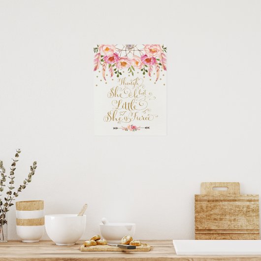 Faux Gold & Pink Nursery Art Boho Calligrafie Poster (Keuken)