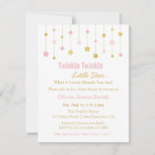 Faux Gold Pink Twinkle Twinkle Little Star Baby Kaart (Voorkant)