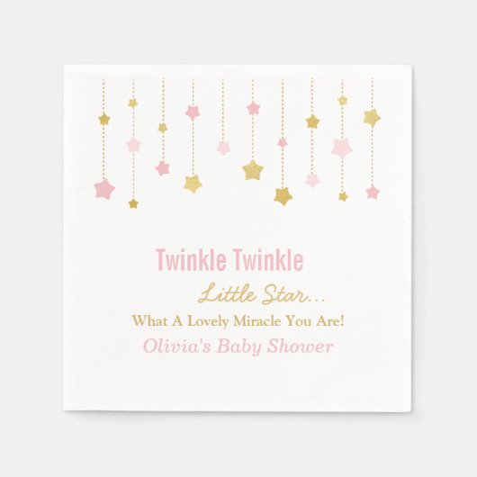 Faux Gold Pink Twinkle Twinkle Little Star Servett Servet (Voorkant)