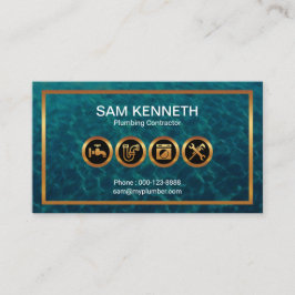 Faux Gold Plumbing Icons Border Flood Waters Visitekaartje