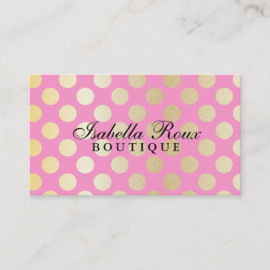 Faux Gold Polka Dots met roze Visitekaartje