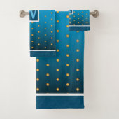 Faux Gold Polka Dots on Blue Gradient Bad Handdoek (Insitu)