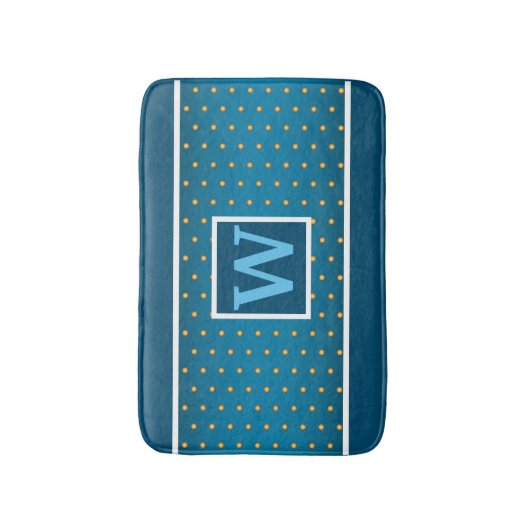 Faux Gold Polka Dots on Blue Gradient Badmat (Voorkant Verticaal)