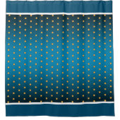 Faux Gold Polka Dots on Blue Gradient Douchegordijn (Voorkant)