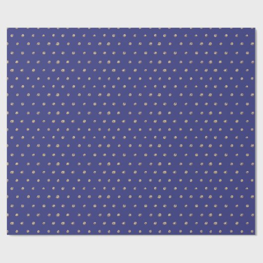 Faux Gold Polka Dots on Dark Periwinkle Blue Cadeaupapier (Vlak)