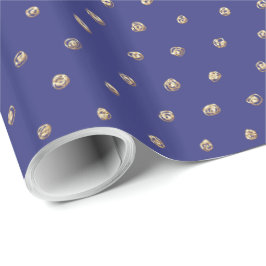 Faux Gold Polka Dots on Dark Periwinkle Blue Cadeaupapier