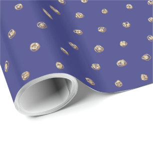 Faux Gold Polka Dots on Dark Periwinkle Blue Cadeaupapier