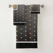 Faux Gold Polka Dots on Gray Gradient Bad Handdoek (Insitu)