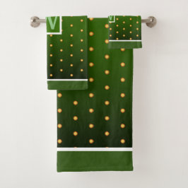 Faux Gold Polka Dots on Green Gradient Bad Handdoek