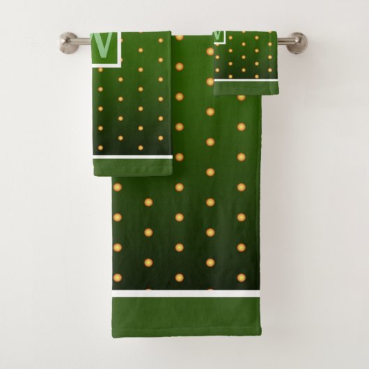 Faux Gold Polka Dots on Green Gradient Bad Handdoek (Insitu)