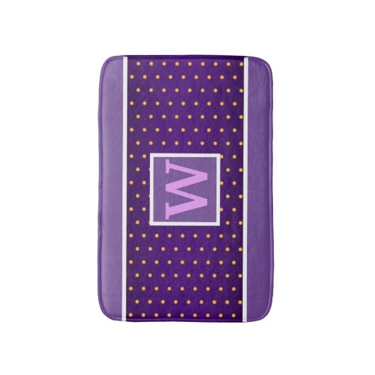 Faux Gold Polka Dots on Paars Gradient Badmat (Voorkant Verticaal)