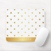Faux GOLD POLKA DOTS PERSONALIZE ADVOEGT JOUW NAAM Muismat (Met muis)