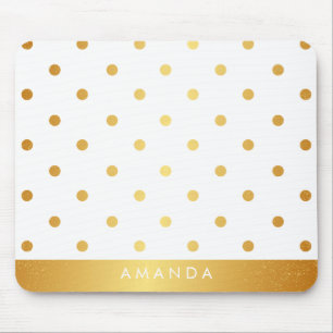 Faux GOLD POLKA DOTS PERSONALIZE ADVOEGT JOUW NAAM Muismat