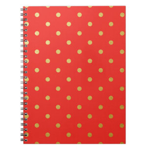 Faux Gold Polka Dots Red Metallic Notitieboek