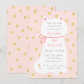 Faux Gold Polka Dots Wit Kat Verjaardagsfeestje Kaart (Voorkant / Achterkant)
