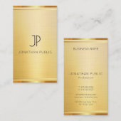Faux Gold Premium Linnen Verticale Sjabloon Luxe Visitekaartje (Voorkant / Achterkant)