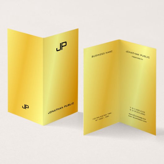 Faux Gold Professional Elegant modern monogram Visitekaartje (Binnen en buitenkant)