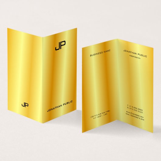 Faux Gold Professional Elegant modern monogram Visitekaartje (Binnen en buitenkant)