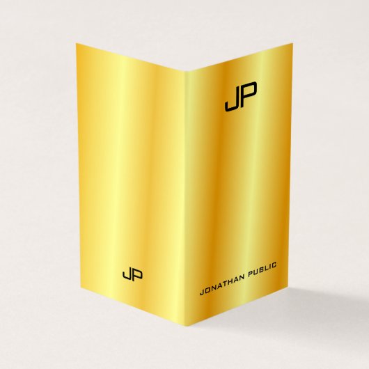 Faux Gold Professional Elegant modern monogram Visitekaartje (Buitenkant)
