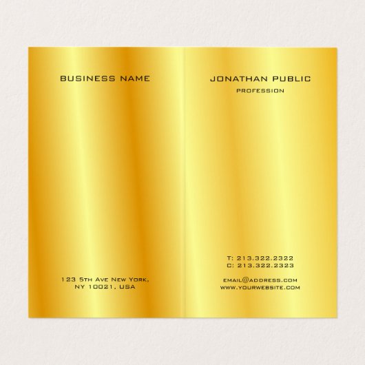 Faux Gold Professional Elegant modern monogram Visitekaartje (Binnenkant ongevouwen)