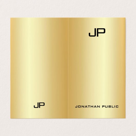 Faux Gold Professional Elegant modern monogram Visitekaartje (Buitenkant ongevouwen)