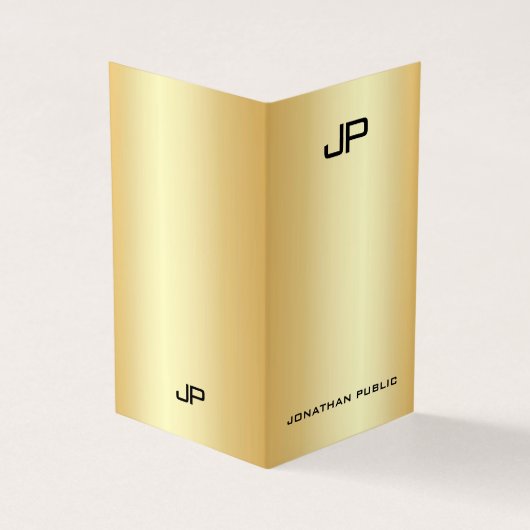 Faux Gold Professional Elegant modern monogram Visitekaartje (Buitenkant)
