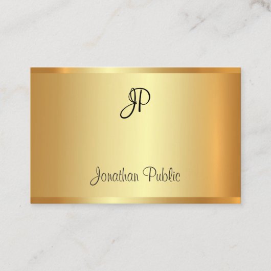 Faux Gold Professional Handgeschreven Monogram Mod Visitekaartje (Voorkant)