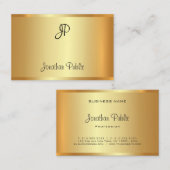 Faux Gold Professional Handgeschreven Monogram Mod Visitekaartje (Voorkant / Achterkant)
