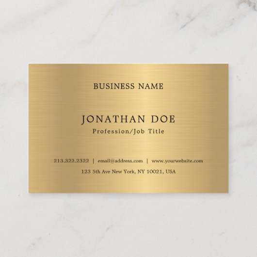 Faux Gold Professional Minimalist Elegant Sjabloon Visitekaartje (Achterkant)