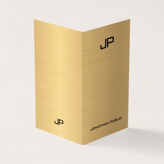 Faux Gold Professional Modern Monogram Elegant Visitekaartje (Buitenkant)