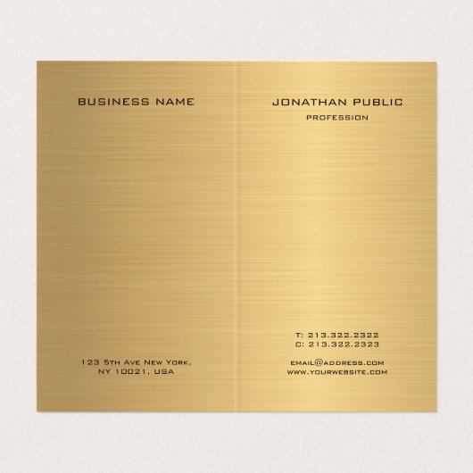 Faux Gold Professional Modern Monogram Elegant Visitekaartje (Binnenkant ongevouwen)